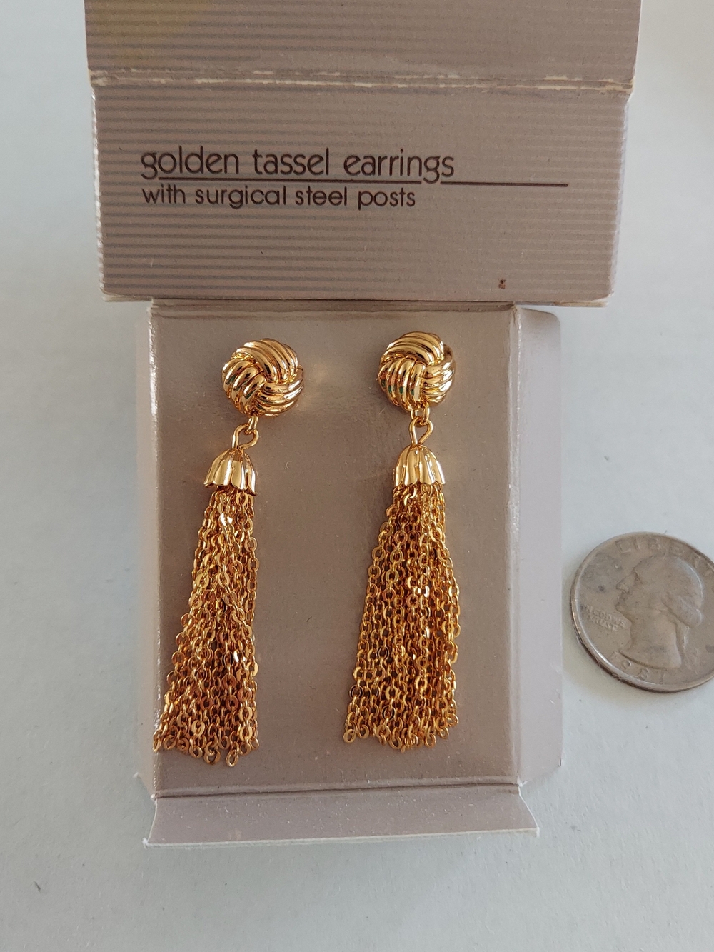 Avon Gold-Tone Knotted Top Tassel Drop Earrings